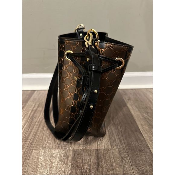 VALENTINO BY MARIO VALENTINO Leather Monogram Two-Tone Crossbody Bag $1095 - Picture 7 of 12